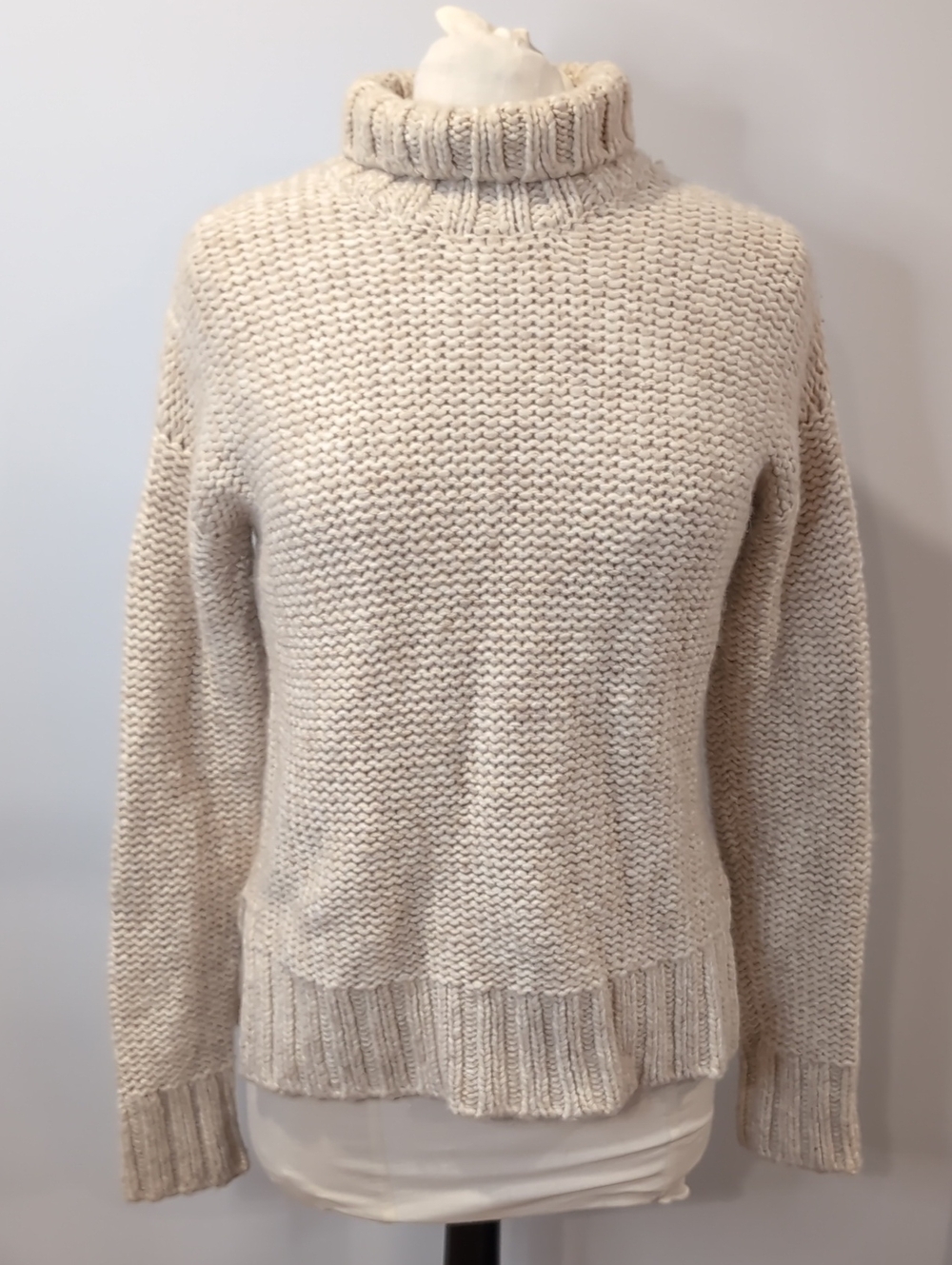 Babaton Cream Turtleneck Chunky Knit Sweater Small Wool Alpaca